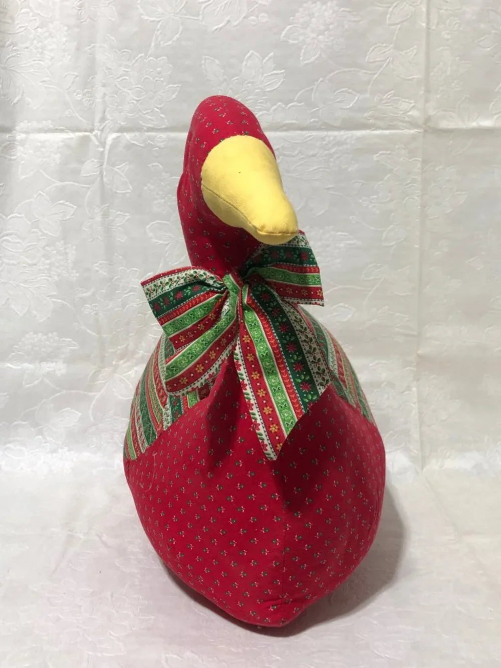 Vintage Fabric Duck Handmade Multicolor Country Cottage Grandmacore Christmas